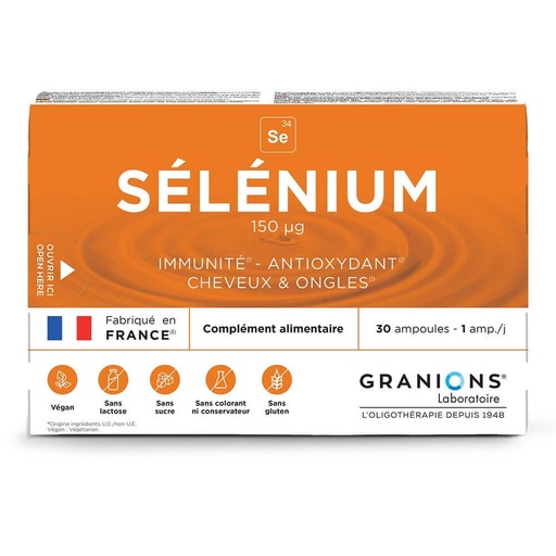 Granions Oligo Selenium 200µg Hair, Nails, Immunity 30 Ampulas