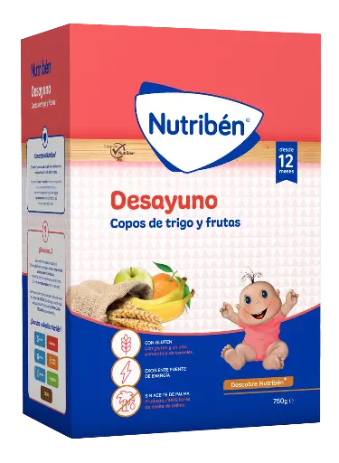 Nutribén.Breakfast flakes of wheat and fruits:for Babies a depart of 1 year