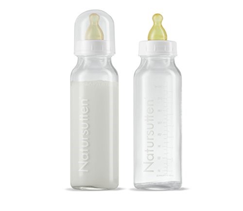 Natursutten Slow Flow Bottles for Newborn Babies 8oz 2pk Glass Baby Bottles