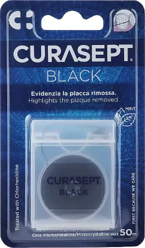 Curasept Black Dental Floss, 50 m, mint