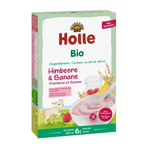 Holle Rice porridge based on goat's milk raspberry-banan after 6th month 200 g Bio