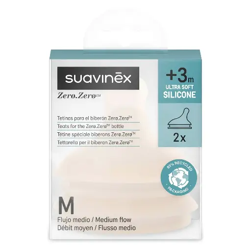 Suavinex Zero Zero Anti Colic Bottle Pacifiers Medium Capacity M X2 +3m