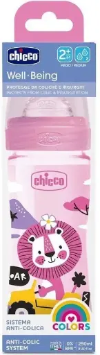 Chicco Zuigfles Glas/siliconen Roze 250 Ml (2m+)
