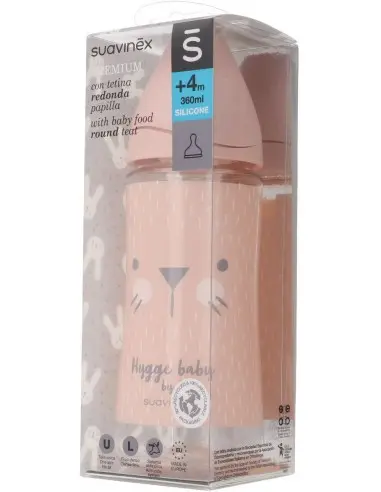 Suavinex Biberón Premium Silicone Tetina Redonda +4m Rosa 360 Ml
