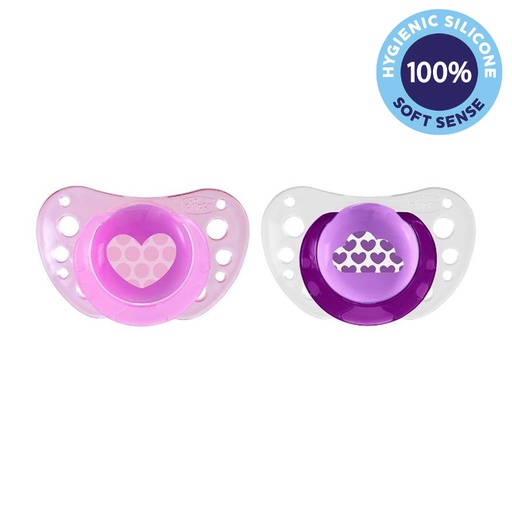 Chicco Physio Air Silicone Girl Dummy 6-16 M 2 Pc