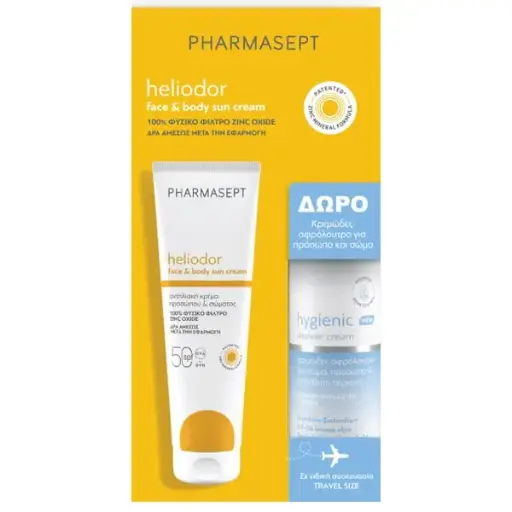 Pharmasept Heliodor Promo with Heliodor Face Sun Cream SPF 50, 150ml & Hygienic Shower Cream, 100ml, 1set