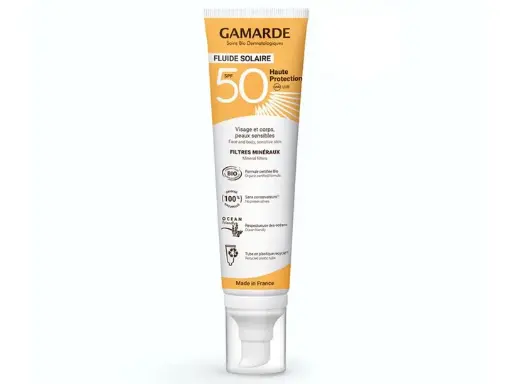 Gamarde- Solar Fluid SPF50 - Face & Body, Delicate Skin - BIO 100 Ml