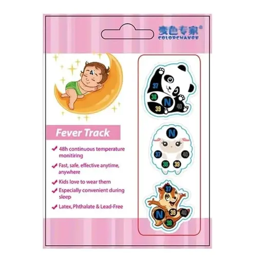 Fever Tracker Baby Fever Forehead Rapid Thermometer Cartoon (Pink)