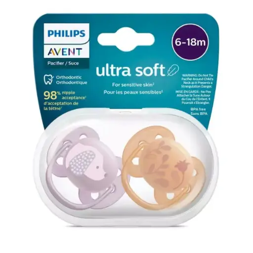 Philips Avent Ultrasoft Premium 6-18m Animal Pacifier Baby Girl 2 Pieces
