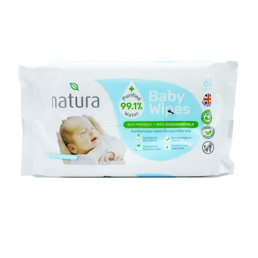 Natura Purified Water 60 Baby Wipes