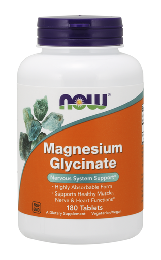 NOW Foods, Magnesium Glycinate, 180 Tablets (100 Mg per Tablet)
