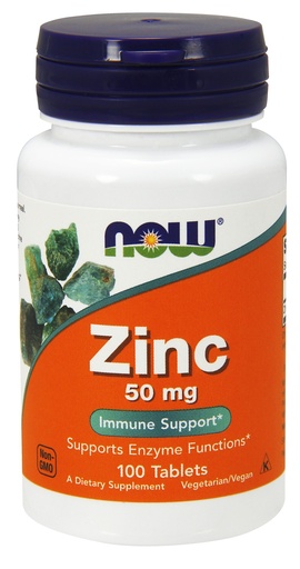 NOW Foods Zinc Vitamin | 50 Mg | 100 Tabs | Prostate Health