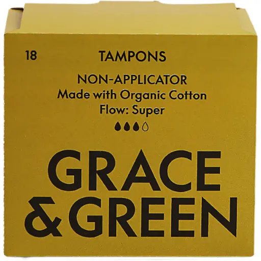 Grace & Green Organic Cotton Non-applicator Tampons | Super  18 pack
