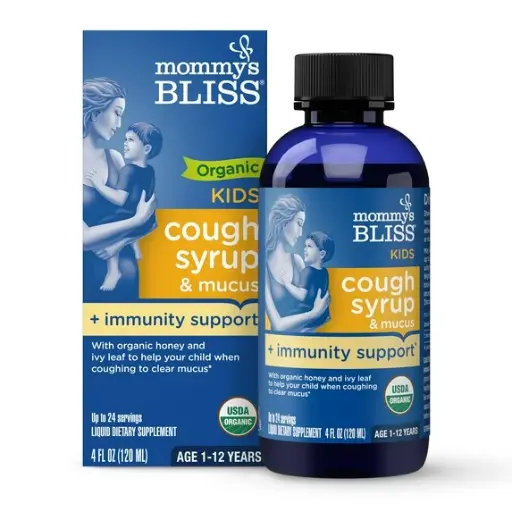 Mommy's Bliss Organic Kids Cough Syrup & Mucus Plus Immunity Support, 120ml