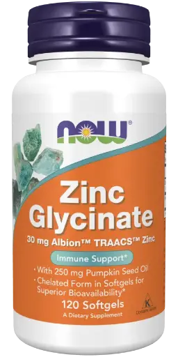 NOW Foods Zinc Glycinate 120 Softgels