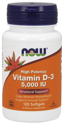 NOW Foods Vitamin D-3 5,000 IU 120 Softgels