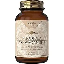 Sky Premium Life Stress Relief Complex - Organic Ashwagandha and Rhodiola Food Supplement with Magnesium, Zinc, Vitamin C, B-Complex - 120 Capsules